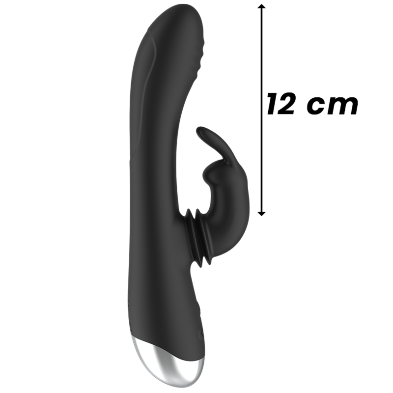 BLACK&SILVER - ADAM BLACK SILICONE RECHARGEABLE RABBIT STIMULATOR DJ.