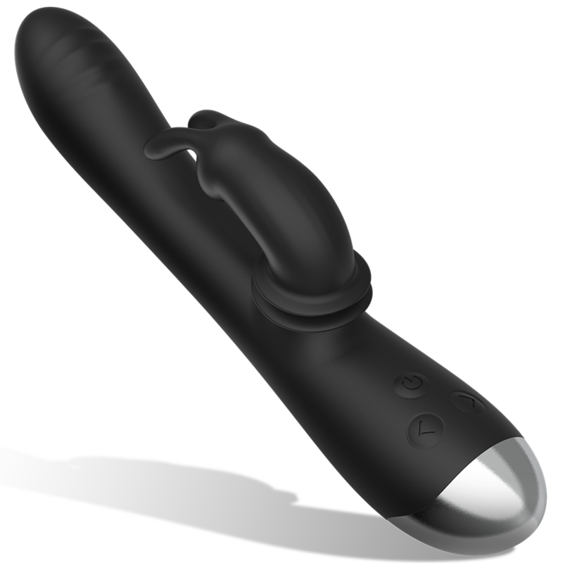 BLACK&SILVER - ADAM BLACK SILICONE RECHARGEABLE RABBIT STIMULATOR DJ.