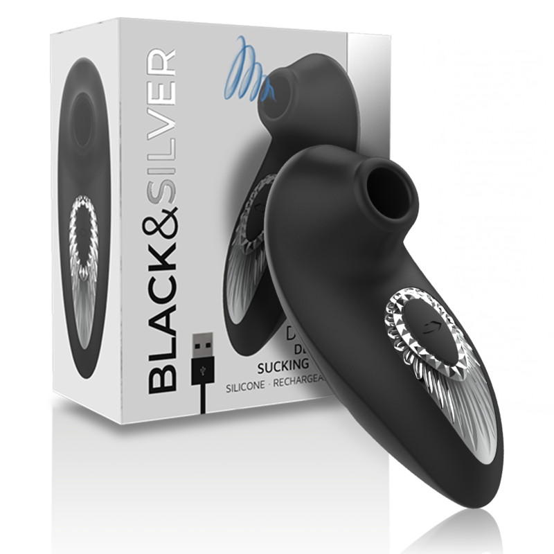 BLACK&SILVER - DRAKE DELUXE RECHARGEABLE SILICONE SUCKING VIBE BLACK