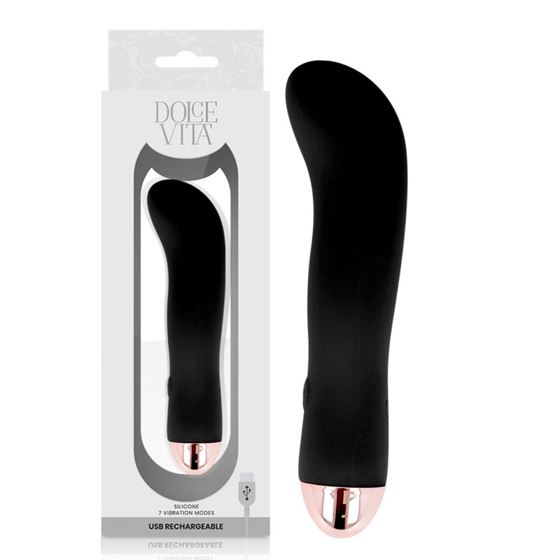 DOLCE VITA - RECHARGEABLE DUAL BLACK 7-SPEED VIBRATOR