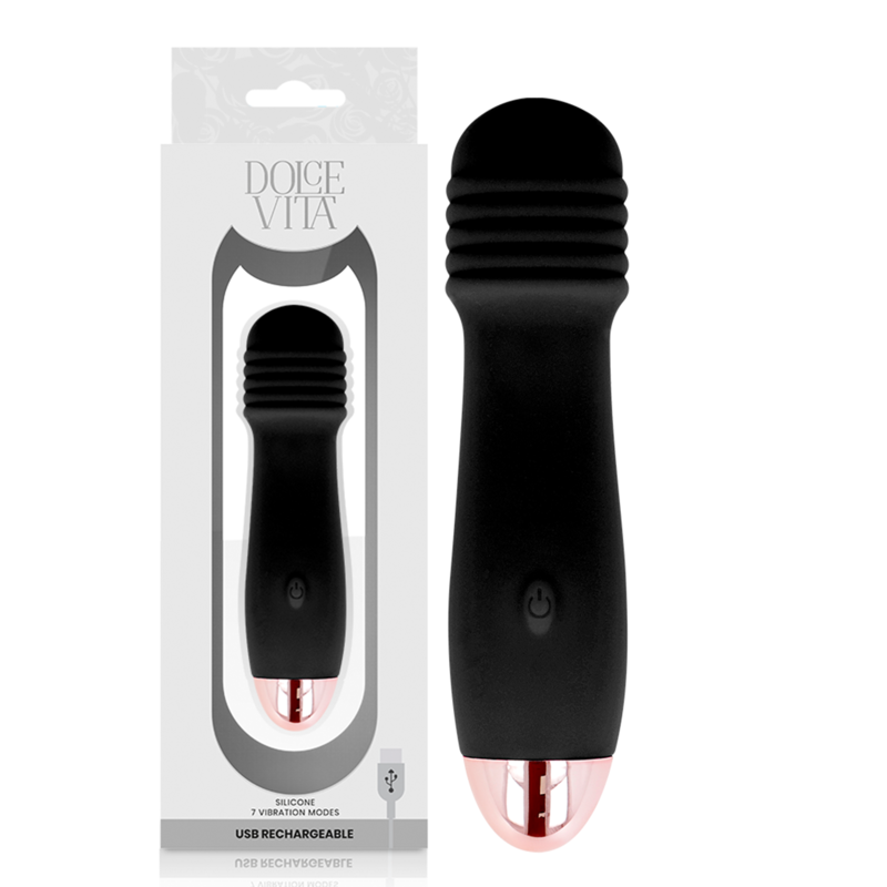 DOLCE VITA - RECHARGEABLE BLACK THREE 7 SPEED VIBRATOR