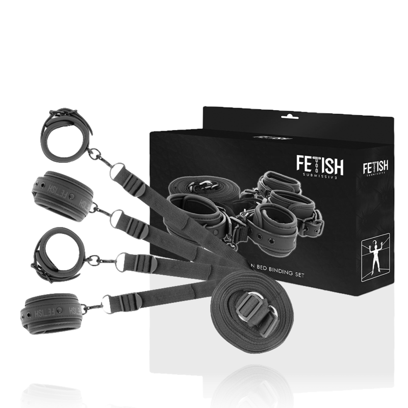 FETISH SUBMISSIVE - HANDCUFF AND TIE SET WITH NEOPRENE LINING