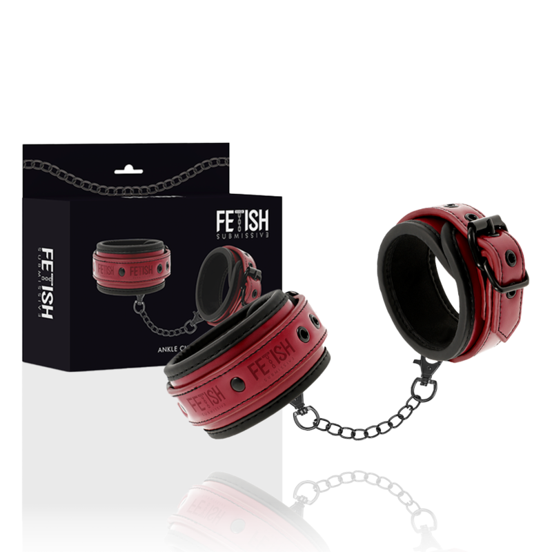 FETISH SUBMISSIVE DARK ROOM - VEGAN LEATHER ANKLE CUFFS WITH NEOPRENE LINING