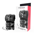 DARKNESS - ADJUSTABLE BLACK LEATHER CUFFS WITH LINING