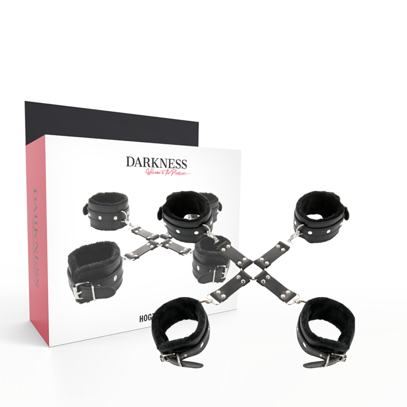 DARKNESS - BLACK LEATHER HAND AND FOOT CUFFS