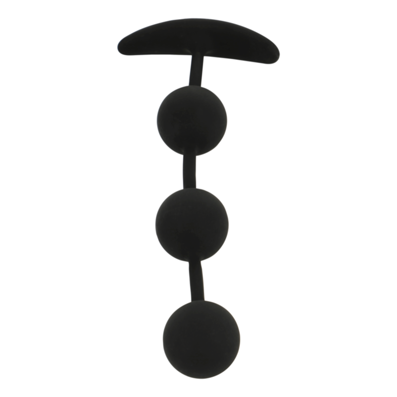 BLACK&SILVER - HARRY 3-SPHERE SILICONE ANAL ROSARY 14 CM