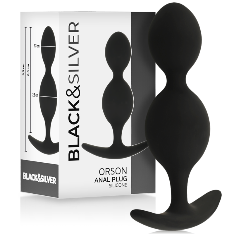 BLACK&SILVER - ORSON SILICONE ANAL PLUG 2 WAVES 9 CM