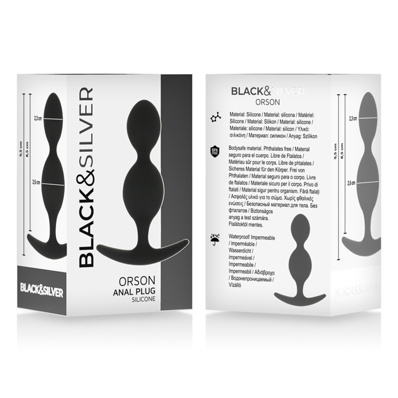 BLACK&SILVER - ORSON SILICONE ANAL PLUG 2 WAVES 9 CM