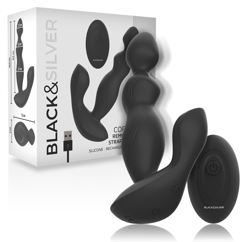 BLACK&SILVER - SILICONE REMOTE CONTROL FOR CORA ANAL PLUG