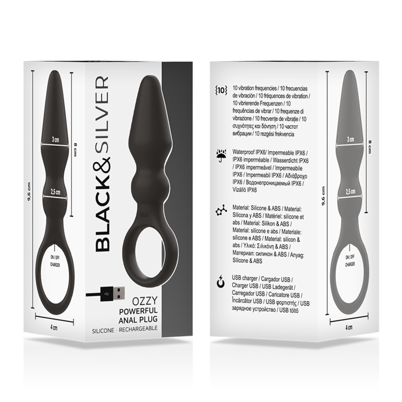 BLACK&SILVER - POWERFUL OZZY SILICONE ANAL PLUG