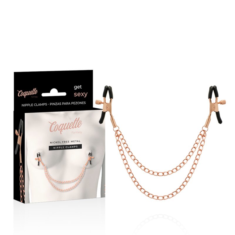 FLIRTY CHIC DESIRE - FANCY METAL NIPPLE CLAMPS WITH CHAIN