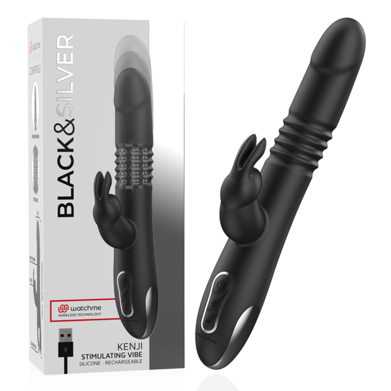 BLACK&SILVER - KENJI RABBIT VIBRATOR UP & DOWN + WATCHME REMOTE CONTROL