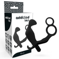 ADDICTED TOYS - ANAL PLUG WITH DOUBLE PENIS AND TESTICLE RING BLACK