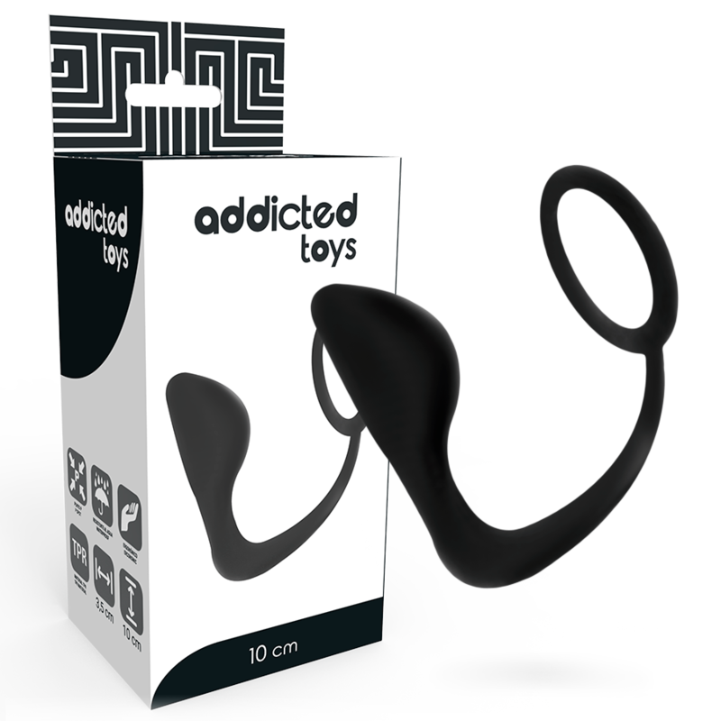 ADDICTED TOYS - BLACK PENIS RING BUTT PLUG