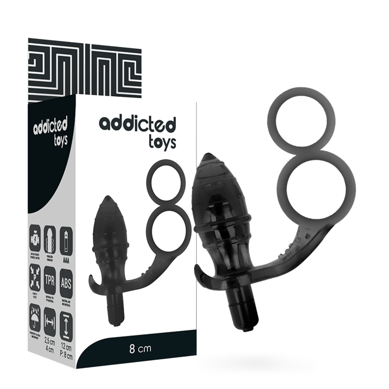 ADDICTED TOYS - BLACK DOUBLE RING BUTT PLUG