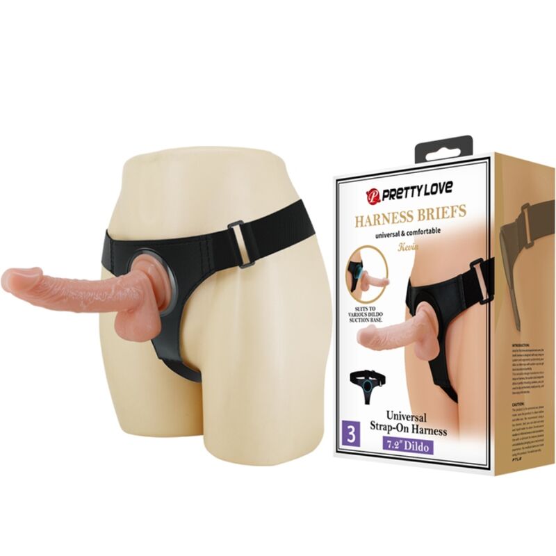 PRETTY LOVE - HARNESS UNIVERSAL HARNESS STRAP-ON WITH KEVIN DILDO 19 CM NATURAL