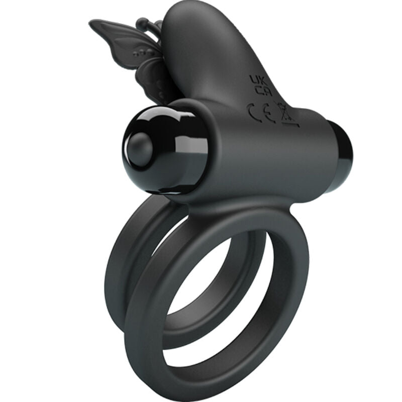 PRETTY LOVE - DOUBLE VIBRATING RING WITH STIMULATOR BLACK