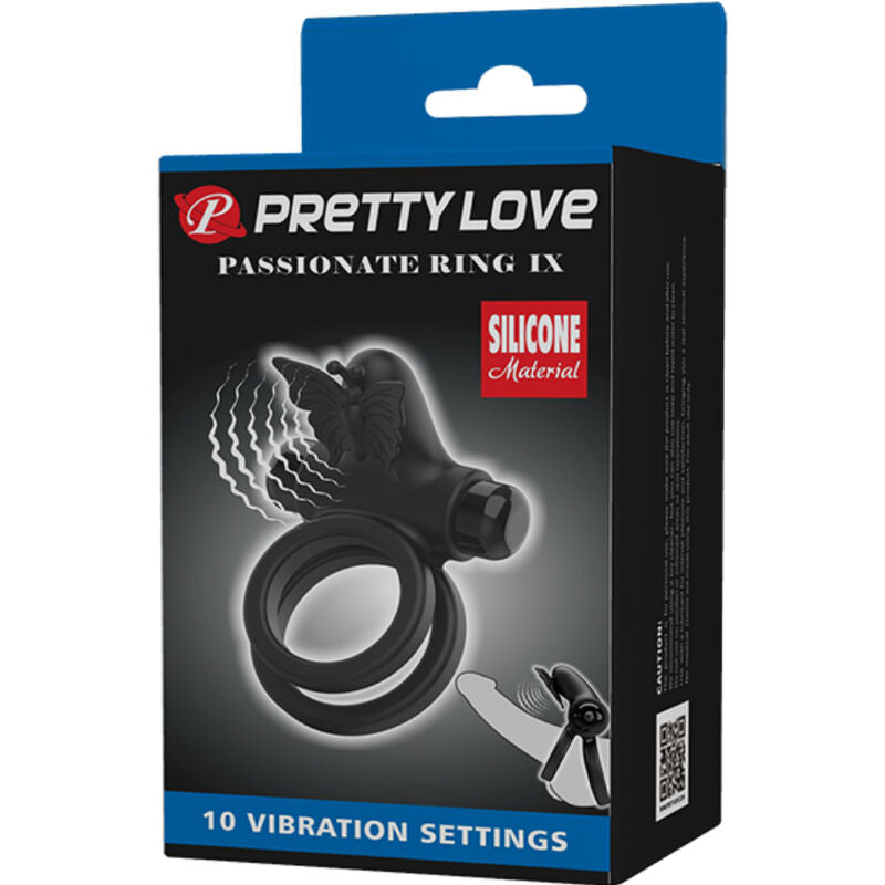 PRETTY LOVE - DOUBLE VIBRATING RING WITH STIMULATOR BLACK