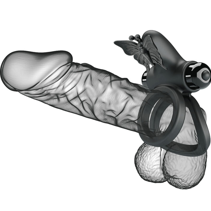 PRETTY LOVE - DOUBLE VIBRATING RING WITH STIMULATOR BLACK