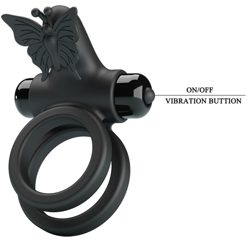 PRETTY LOVE - DOUBLE VIBRATING RING WITH STIMULATOR BLACK