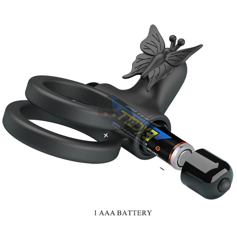 PRETTY LOVE - DOUBLE VIBRATING RING WITH STIMULATOR BLACK
