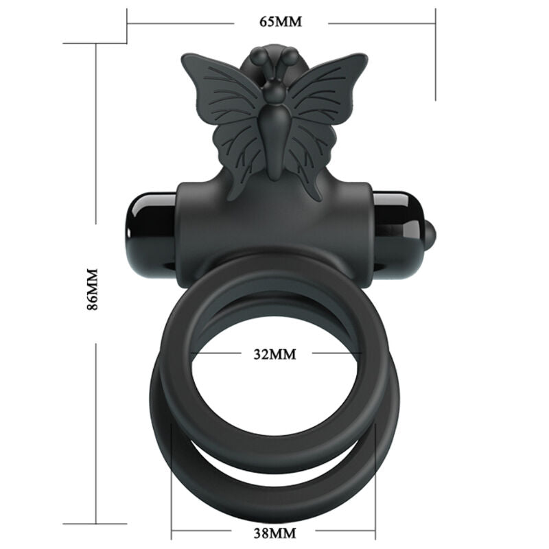 PRETTY LOVE - DOUBLE VIBRATING RING WITH STIMULATOR BLACK