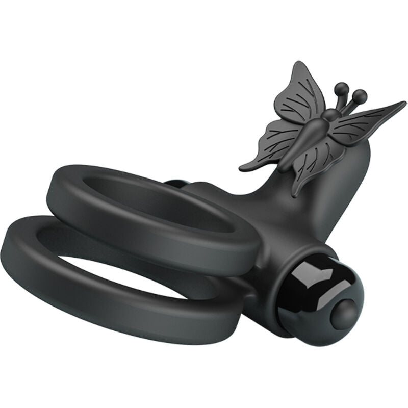 PRETTY LOVE - DOUBLE VIBRATING RING WITH STIMULATOR BLACK