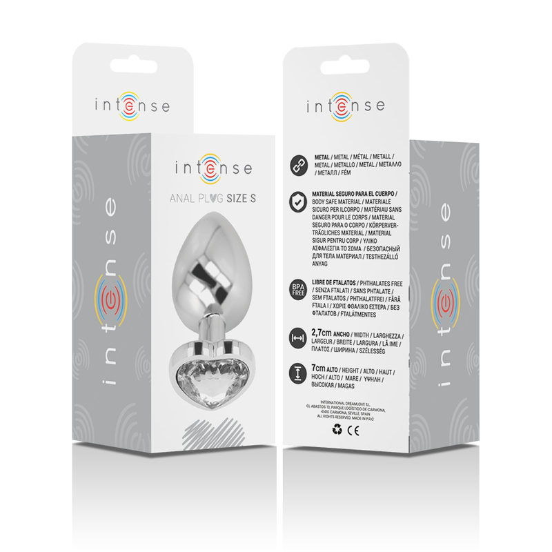 INTENSE - ALUMINIUM METAL ANAL PLUG WHITE HEART SIZE S