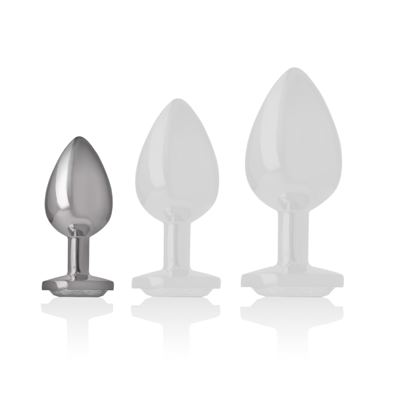 INTENSE - ALUMINIUM METAL ANAL PLUG WHITE HEART SIZE S