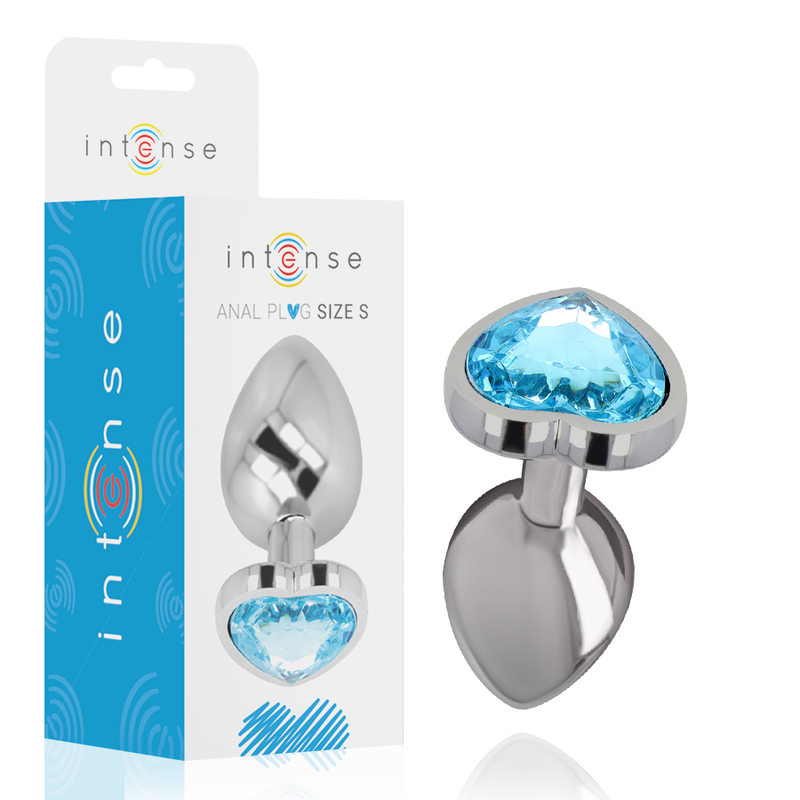 INTENSE - ALUMINIUM METAL BUTT PLUG WITH BLUE HEART SIZE S