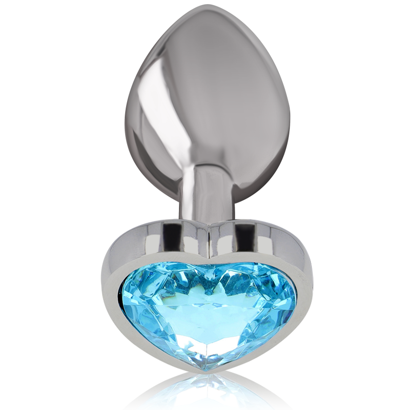INTENSE - ALUMINUM METAL ANAL PLUG WITH BLUE HEART SIZE L
