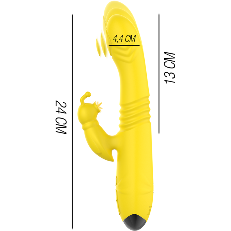 INTENSE - TOKY UP & DOWN MULTIFUNCTION VIBRATOR WITH CLITORAL STIMULATOR YELLOW