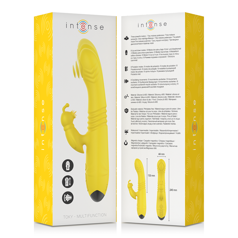 INTENSE - TOKY UP & DOWN MULTIFUNCTION VIBRATOR WITH CLITORAL STIMULATOR YELLOW