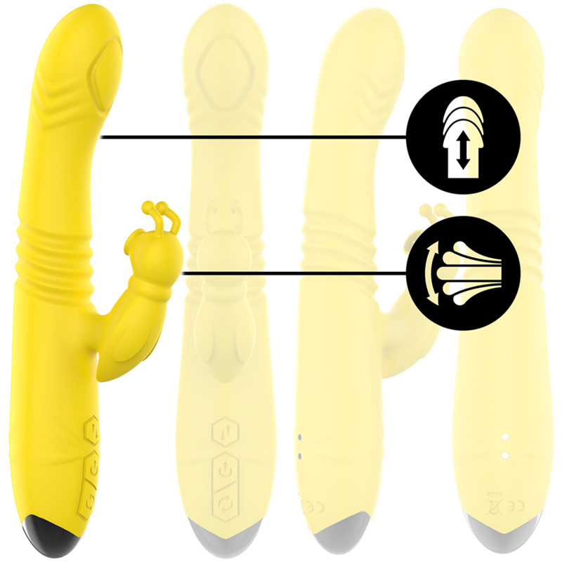 INTENSE - TOKY UP & DOWN MULTIFUNCTION VIBRATOR WITH CLITORAL STIMULATOR YELLOW
