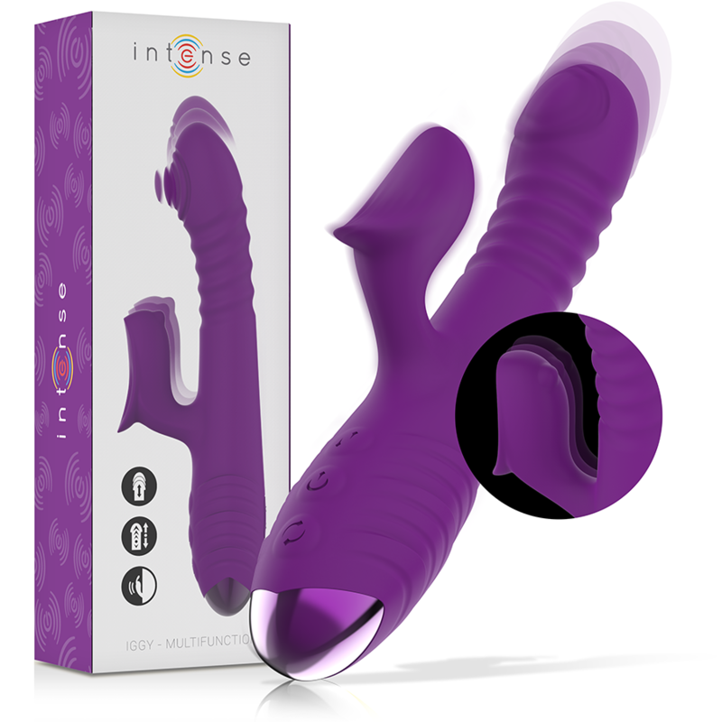 INTENSE - IGGY UP & DOWN RECHARGEABLE MULTIFUNCTION VIBRATOR WITH CLITORAL STIMULATOR VIOLET