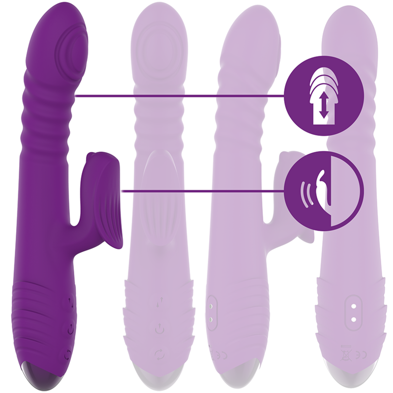 INTENSE - IGGY UP & DOWN RECHARGEABLE MULTIFUNCTION VIBRATOR WITH CLITORAL STIMULATOR VIOLET