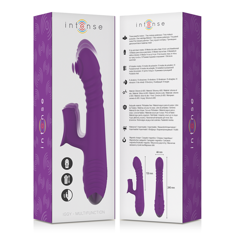INTENSE - IGGY UP & DOWN RECHARGEABLE MULTIFUNCTION VIBRATOR WITH CLITORAL STIMULATOR VIOLET
