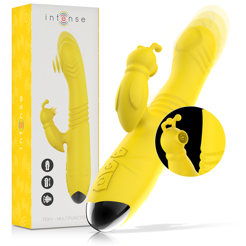 INTENSE - TOKY UP & DOWN MULTIFUNCTION VIBRATOR WITH CLITORAL STIMULATOR YELLOW