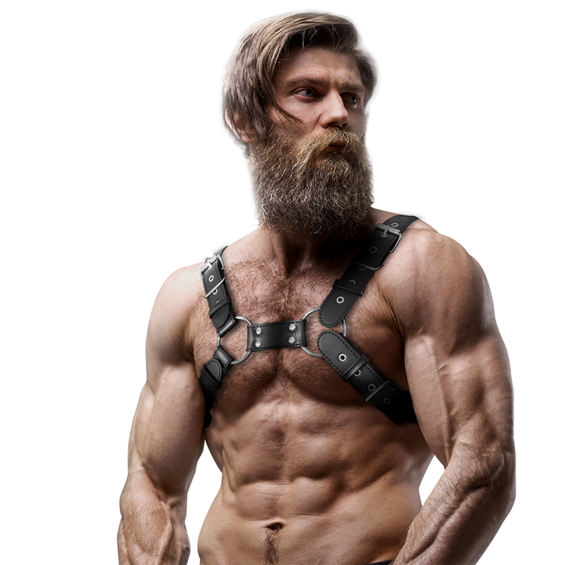 FETISH SUBMISSIVE ATTITUDE - MEN'S BULLDOG ADJUSTABLE ECO-LEATHER CHEST HARNESS
