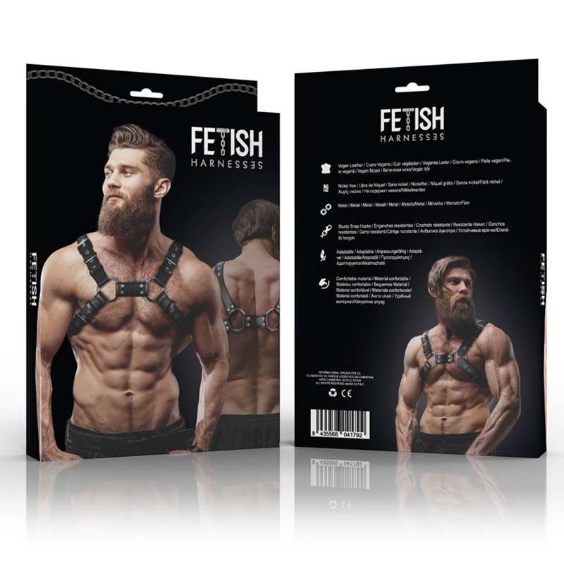 FETISH SUBMISSIVE ATTITUDE - MEN'S BULLDOG ADJUSTABLE ECO-LEATHER CHEST HARNESS