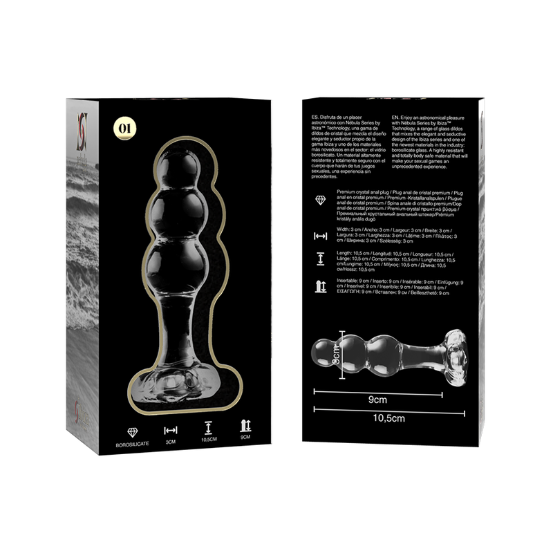 NEBULA SERIES BY IBIZA - MODEL 1 CLEAR BOROSILICATE GLASS STOPPER 10.5 CM -O- 3 CM