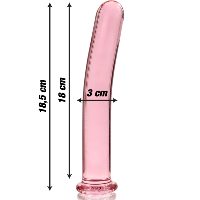 NEBULA SERIES BY IBIZA - MODEL 17 BOROSILICATE GLASS DILDO PINK 18.5 CM -O- 3 CM