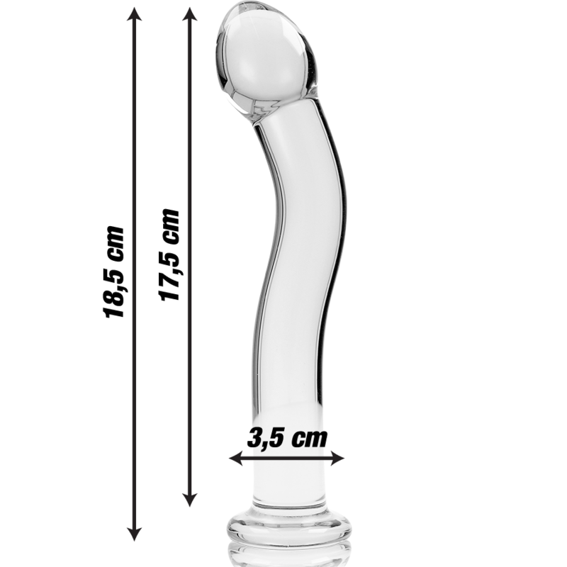 NEBULA SERIES BY IBIZA - MODEL 18 BOROSILICATE CLEAR GLASS DILDO 18.5 CM -O- 3.5 CM