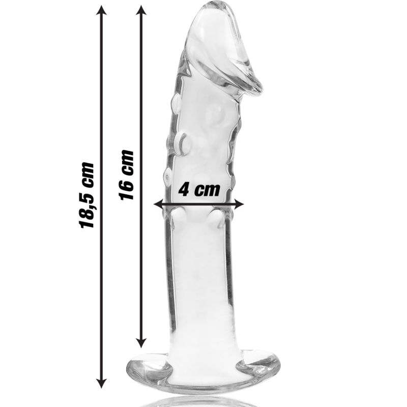 NEBULA SERIES BY IBIZA - MODEL 19 BOROSILICATE GLASS DILDO CLEAR 18.5 CM -O- 4 CM