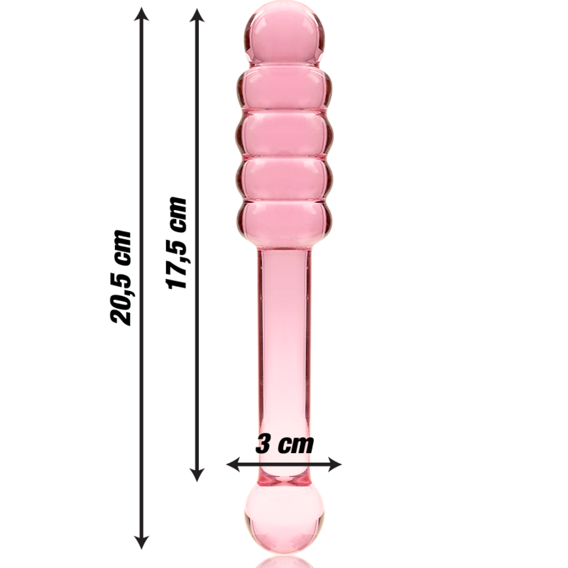 NEBULA SERIES BY IBIZA - MODEL 20 BOROSILICATE GLASS DILDO PINK 20.5 CM -Ø- 3 CM