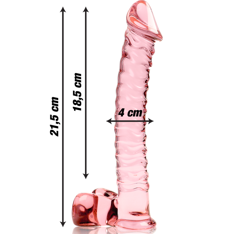 NEBULA SERIES BY IBIZA - MODEL 23 BOROSILICATE GLASS DILDO PINK 21.5 CM -O- 4 CM