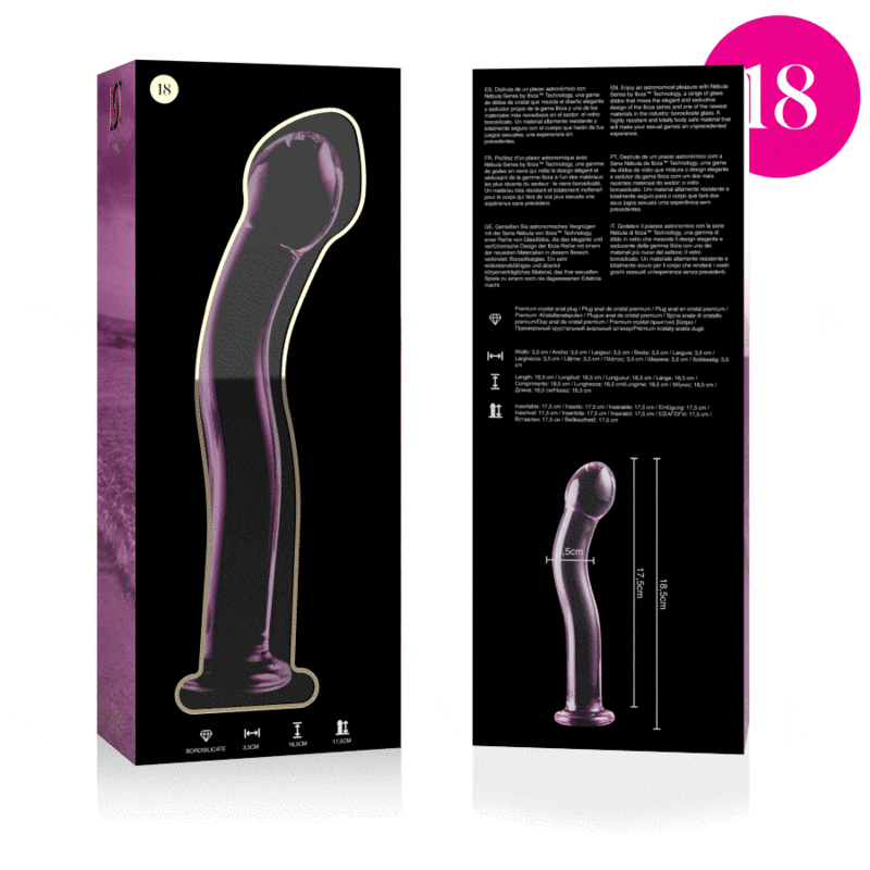 NEBULA SERIES BY IBIZA - BOROSILICATE GLASS DILDO PINK 18.5 CM -O- 3.5 CM