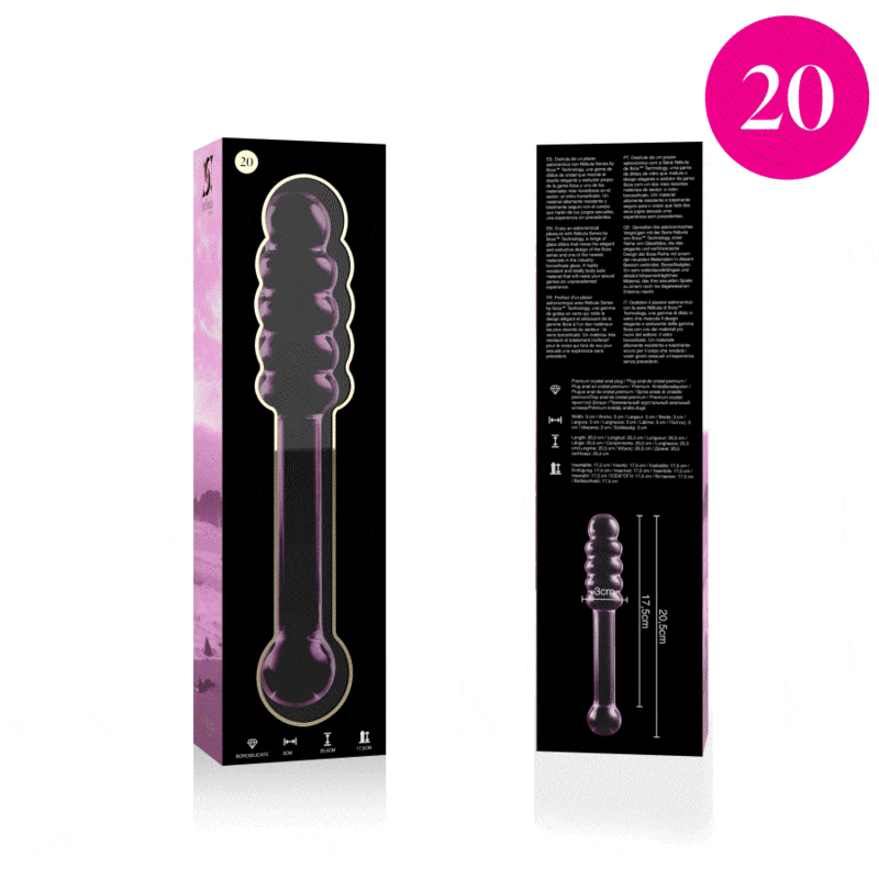 NEBULA SERIES BY IBIZA - MODEL 20 BOROSILICATE GLASS DILDO PINK 20.5 CM -Ø- 3 CM
