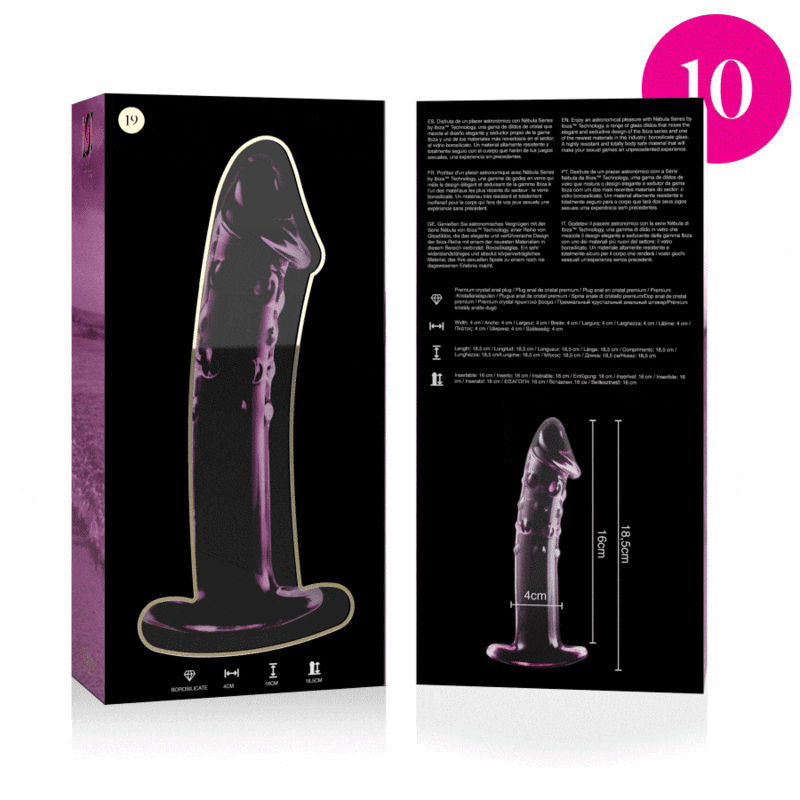 NEBULA SERIES BY IBIZA - BOROSILICATE GLASS DILDO PINK 18.5 CM -O- 4 CM