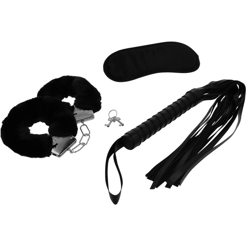 INTENSE - EROTIC FETISH PLAYSET 1 WITH HANDCUFFS, BLINDFOLD AND FLOGGER